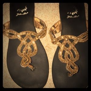 Yellow box flip flops